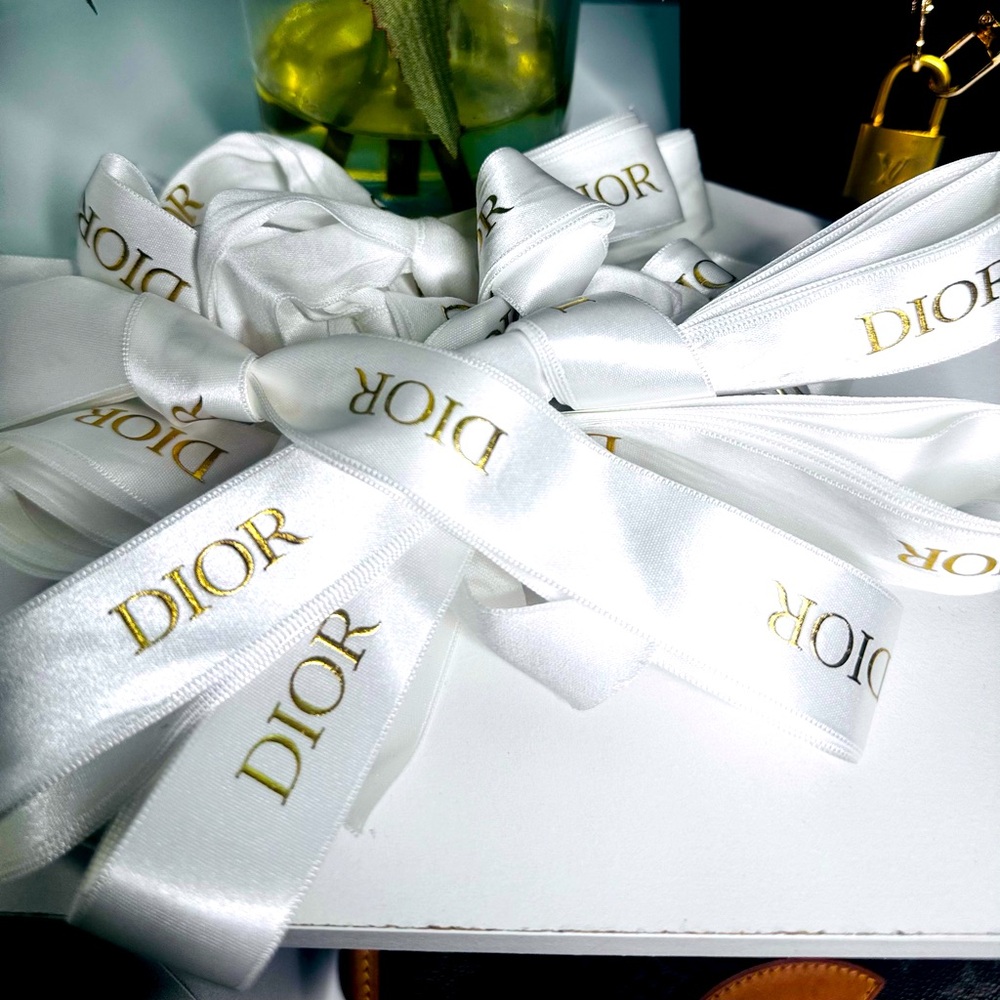 DIOR 1 inch Ribbon Bundle- White and Gold
